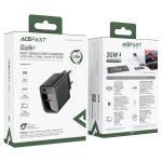 شارژر دیواری Acefast A102 با فناوری GaN، توان 30 وات PD و خروجی USB-C؛ کوچک، سبک و قدرتمند برای شارژ سریع گوشی، تبلت و لپ‌تاپ‌های سبک.