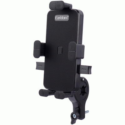 هولدر موبایل دوچرخه و موتور Earldom EH210 با طراحی ضدلغزش، قفل ایمن و چرخش 360 درجه، انتخابی مطمئن برای مسیرهای شهری و پر دست‌انداز است.